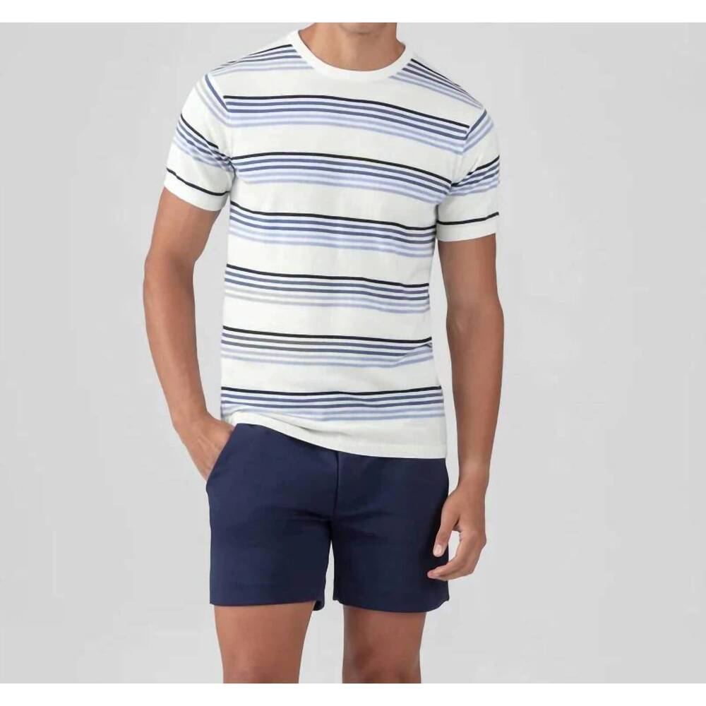 NEW RON DORFF knitted striped t-shirt in off white
